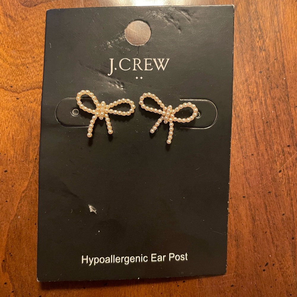 J.Crew Earrings, Pearl Bows, hypo-allergenic, NWT
